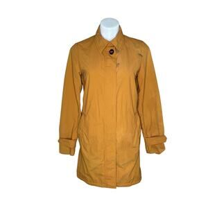 HUNTER Women’s Trench Style Rain Coat Detachable Hood Mustard Yellow Size 6